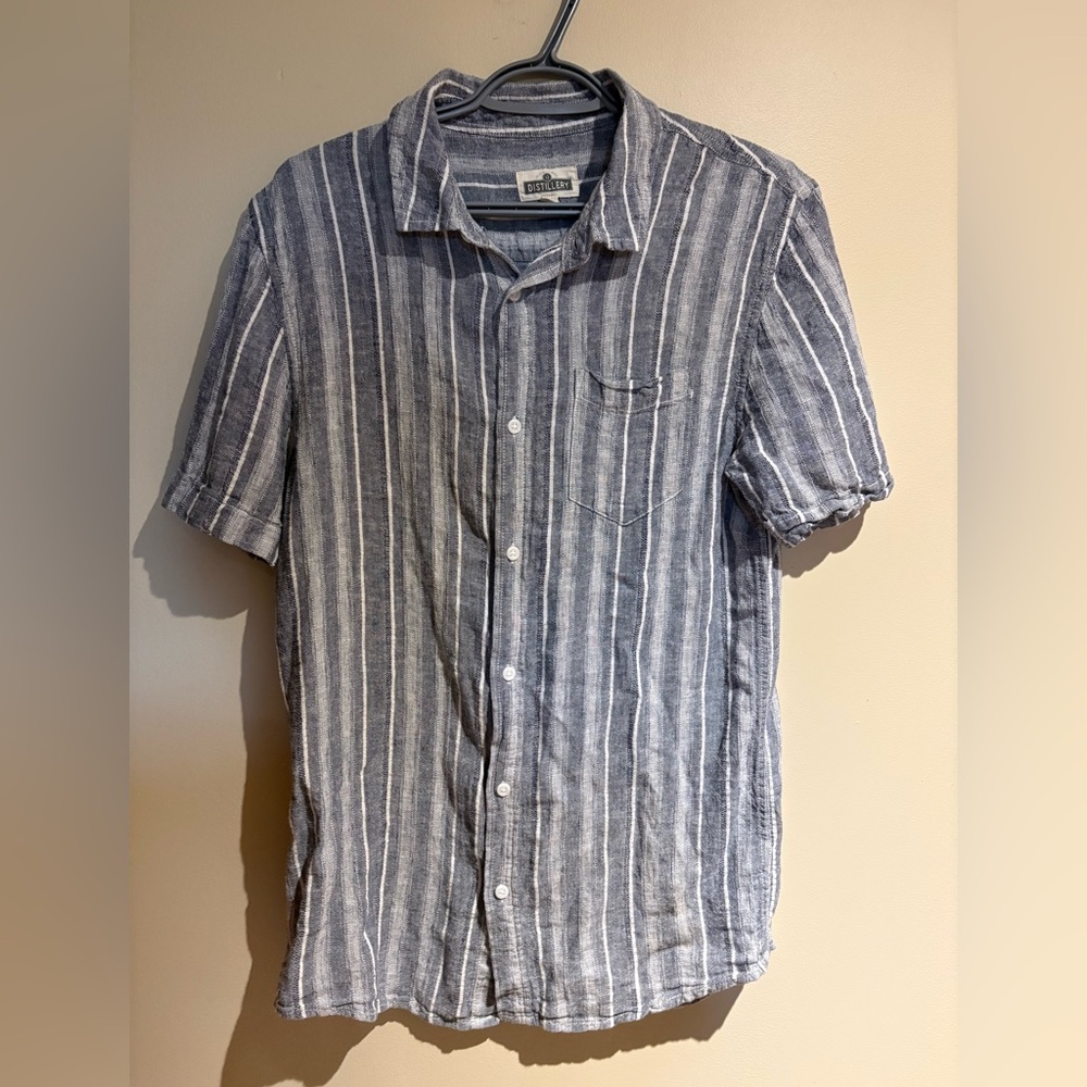 Distillery Linen Blend Striped Shirt Size Small